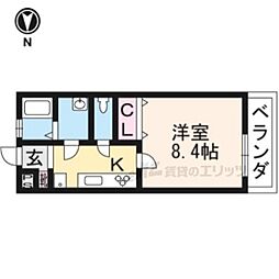 京阪本線 藤森駅 徒歩5分の賃貸マンション 2階1Kの間取り
