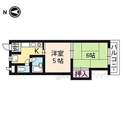京都地下鉄東西線 石田駅 徒歩8分の賃貸マンション 2階2Kの間取り
