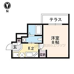 JR東海道・山陽本線 向日町駅 徒歩6分の賃貸マンション 1階1Kの間取り