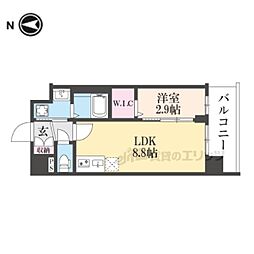 ソルテラス京都JUJO華 4階1LDKの間取り