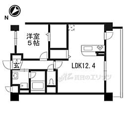 グランツ京都南 1階1LDKの間取り