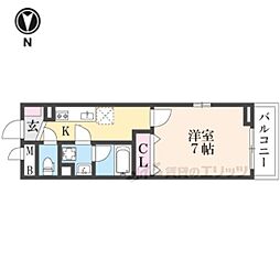 リ：ルーム伏見 3階1Kの間取り