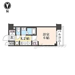 プレサンス十条凛華 2階1Kの間取り