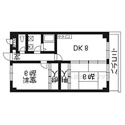 ヴァレドール 4階2DKの間取り