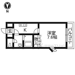 ＨＵＳ・ＲＥＩ 2階1Kの間取り