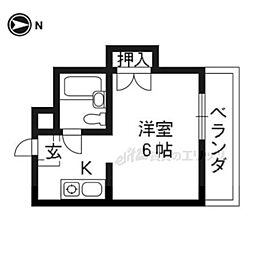 グラシィオ中久世 4階1Kの間取り