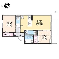 Ｂｅｌｌ　ｓｏａｒ 1階2LDKの間取り