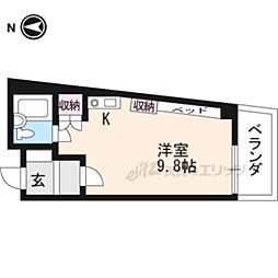 阪急京都本線 東向日駅 徒歩4分の賃貸マンション 4階ワンルームの間取り
