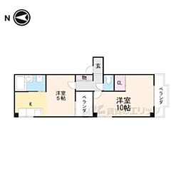 コーポ墨染 3階1DKの間取り
