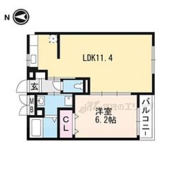 エスポワール 1階1LDKの間取り