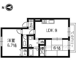 Ｂベルヴィル 2階2LDKの間取り