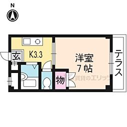 近鉄京都線 東寺駅 徒歩14分の賃貸マンション 1階1Kの間取り