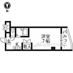 ヴェルジェ 2階1Kの間取り
