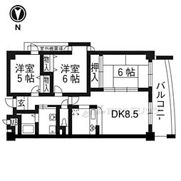 阪急京都本線 西向日駅 徒歩5分の賃貸マンション 2階3LDKの間取り