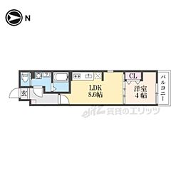 KRM RESIDENNCE NAGAOKATENJIN 2階1LDKの間取り