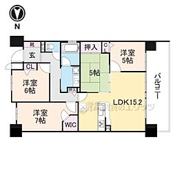 京都地下鉄東西線 六地蔵駅 徒歩1分の賃貸マンション 10階4LDKの間取り