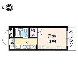 京阪本線 墨染駅 徒歩4分の賃貸アパート 1階ワンルームの間取り