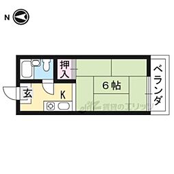 ロイヤル伏見 1階1Kの間取り