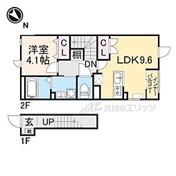京阪本線 淀駅 バス7分 樋爪町下車 徒歩3分の賃貸アパート 2階1LDKの間取り
