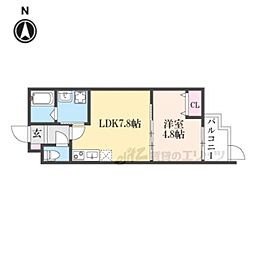 京都地下鉄東西線 椥辻駅 徒歩9分の賃貸アパート 2階1LDKの間取り