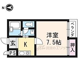 近鉄京都線 桃山御陵前駅 徒歩10分の賃貸マンション 3階1Kの間取り