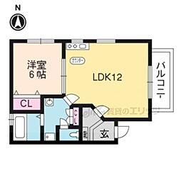 京かも川　桜邸 3階1LDKの間取り