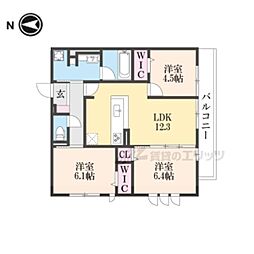 エトワール大山崎 3階3LDKの間取り