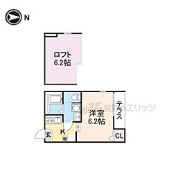 ＫｙｏＭａｉｓｏｎ伏見 1階1Kの間取り
