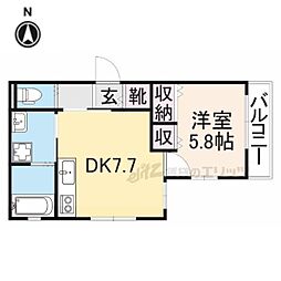 パル22 2階1DKの間取り