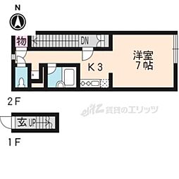 京阪本線 龍谷大前深草駅 徒歩5分の賃貸アパート 2階1Kの間取り