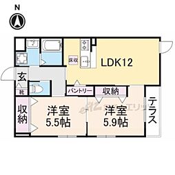 ＶＩＤＡ 1階2LDKの間取り