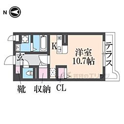 プラティークアビテ 4階ワンルームの間取り
