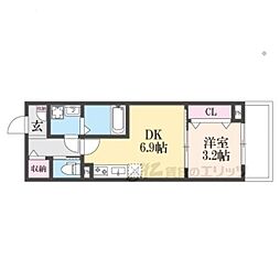 (仮称)ジーメゾン小栗栖クレフィエ 1DKの間取図画像