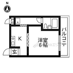 スカイドーム寺田 1Kの間取図画像