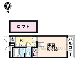 西野山マンション 1Kの間取図画像