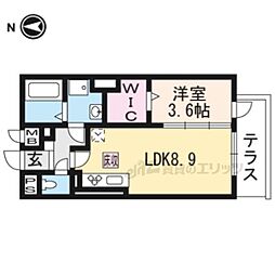 シンフォニー久津川 1LDKの間取図画像