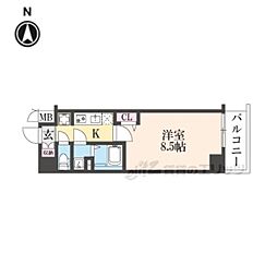 SOLCRESTTAPP伏見 1Kの間取図画像