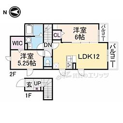 グレイス長岡京 2LDKの間取図画像