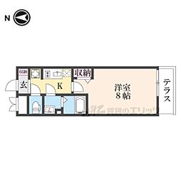 京都市山科区御陵天徳町マンション 1Kの間取図画像