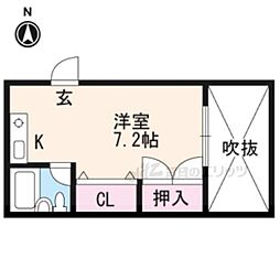 アースコート四ノ宮 ワンルームの間取図画像