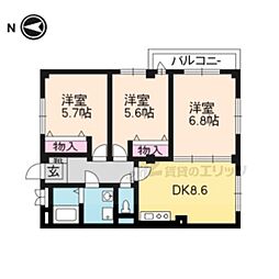 長岡はつみ館 3DKの間取図画像