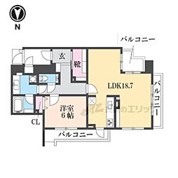 プレサンス京都四条河原町ネクステージ 1LDKの間取図画像