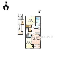 リュッカ友岡 2LDKの間取図画像