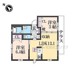 ベラシェーナB 2LDKの間取図画像