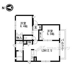 サントルモン中山C棟 2LDKの間取図画像