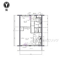 山科市営住宅1棟東館 1LDKの間取図画像