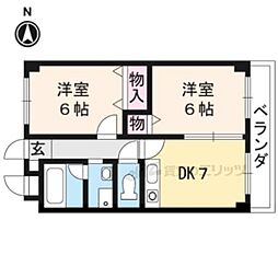 クオーレ名木 2DKの間取図画像