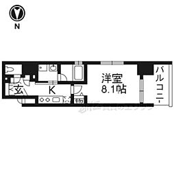 ベラジオ京都西大路 1Kの間取図画像