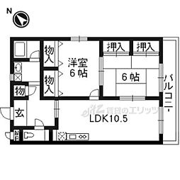 コンフォール・パオ 2LDKの間取図画像