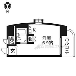 朝日プラザ鴨川2 ワンルームの間取図画像